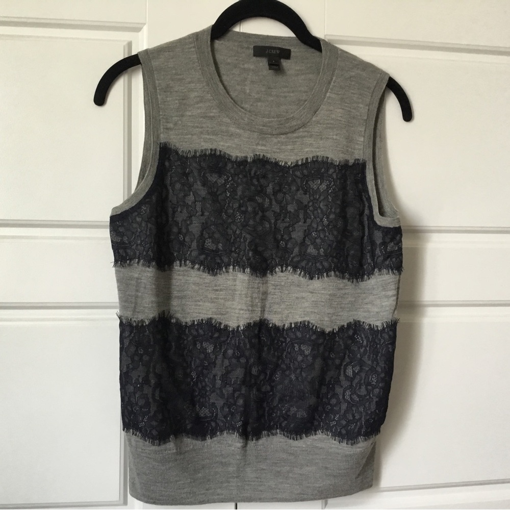 J. Crew - Women’s Grey & Navy blue short sleeve pullover